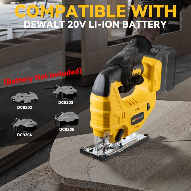 DEMIMA Cordless Jig Saw for De-Walt 20V Battery, 7 Speed Variable ​​Up to 3200RPM, LED Light, 45° Bevel Cuts, 3 Orbital Motions, with Jig Saw Blade for Straight/Curve/Circle Cutting(Battery Not Include) - Image 3